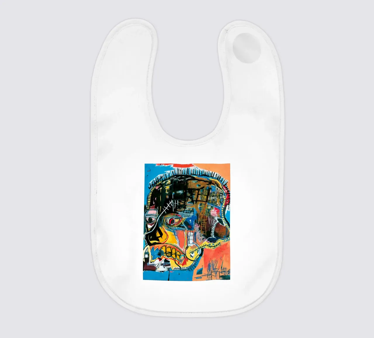 Untitled Skull, 1981 Many of Jean-Michel Basquiat’s baby bib by tommieweimann