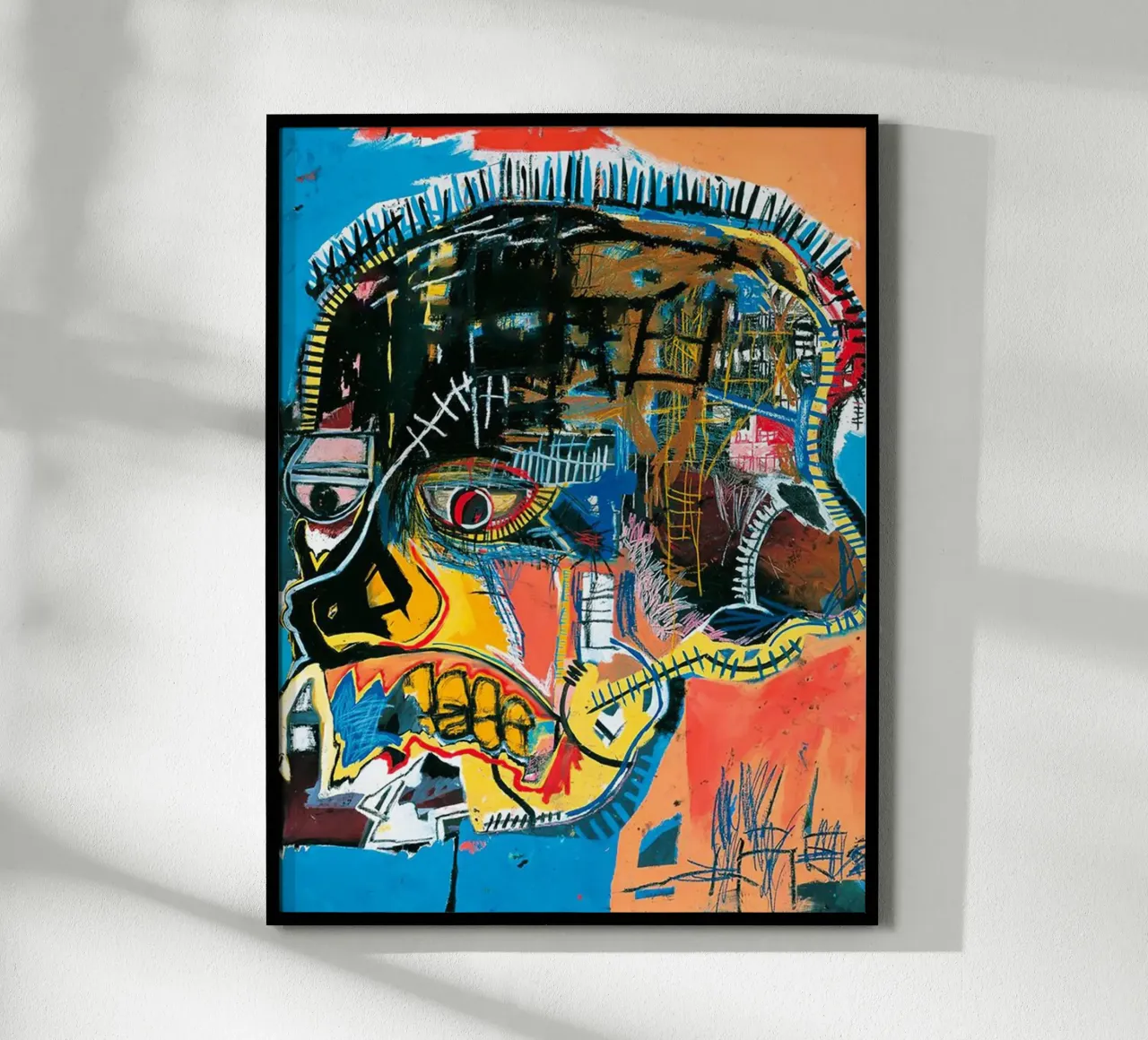 Crâne sans titre, 1981 De nombreuses œuvres de Jean-Michel Basquiat ont été réalisées à l'étranger. poster avec cadre en bois de tommieweimann