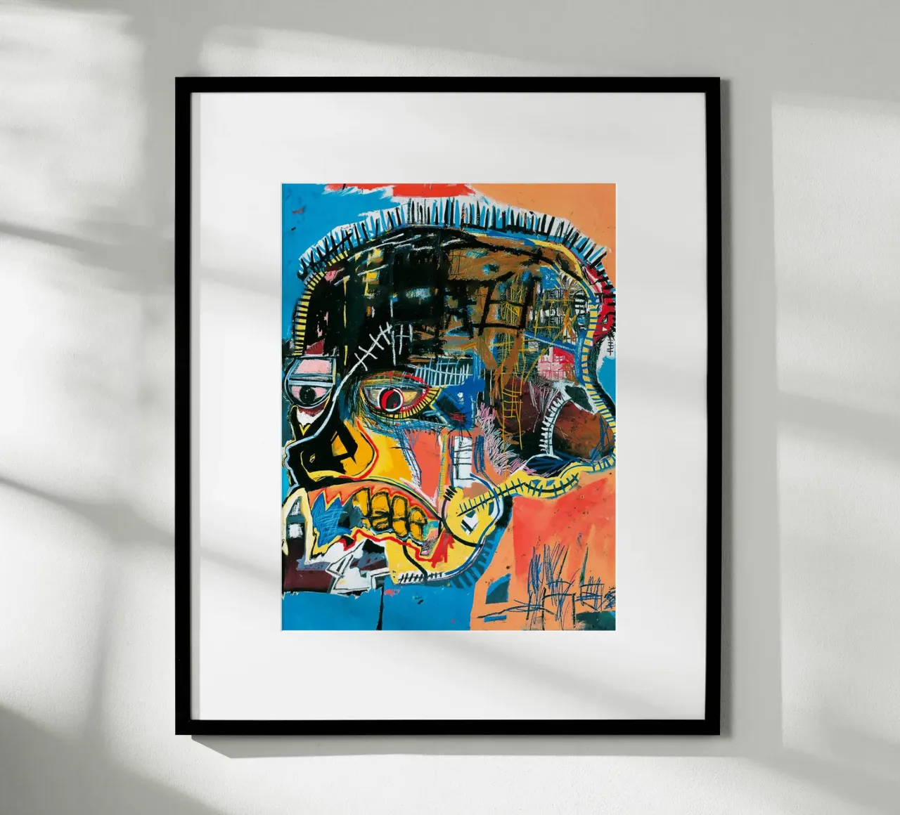 Crâne sans titre, 1981 De nombreuses œuvres de Jean-Michel Basquiat ont été réalisées à l'étranger. poster avec cadre en bois de tommieweimann
