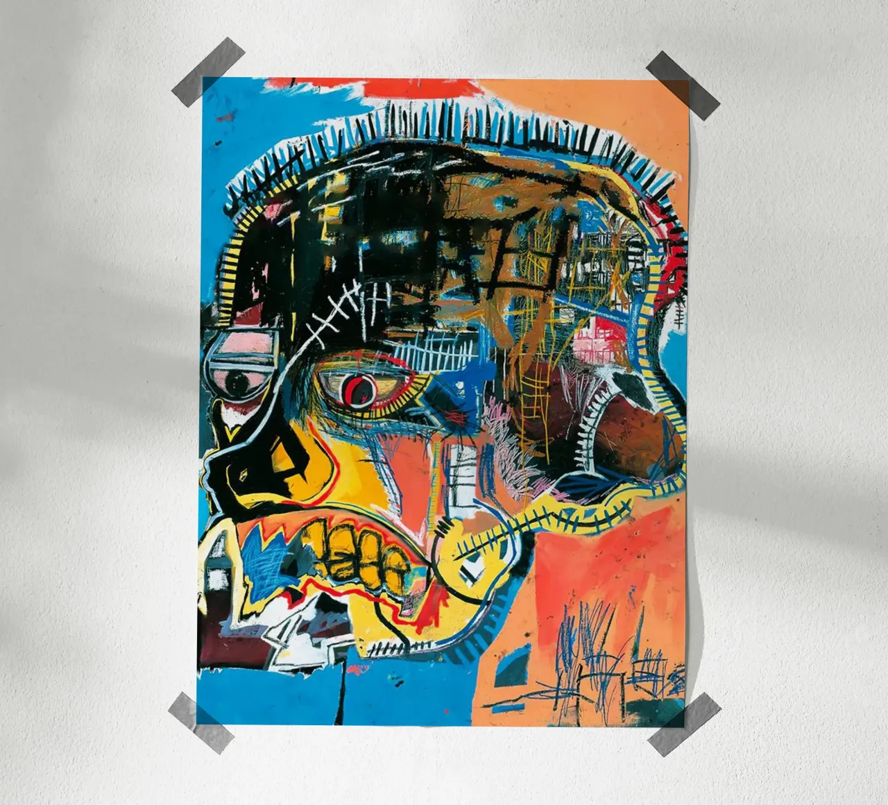 Crâne sans titre, 1981 De nombreuses œuvres de Jean-Michel Basquiat ont été réalisées à l'étranger. poster avec cadre en bois de tommieweimann