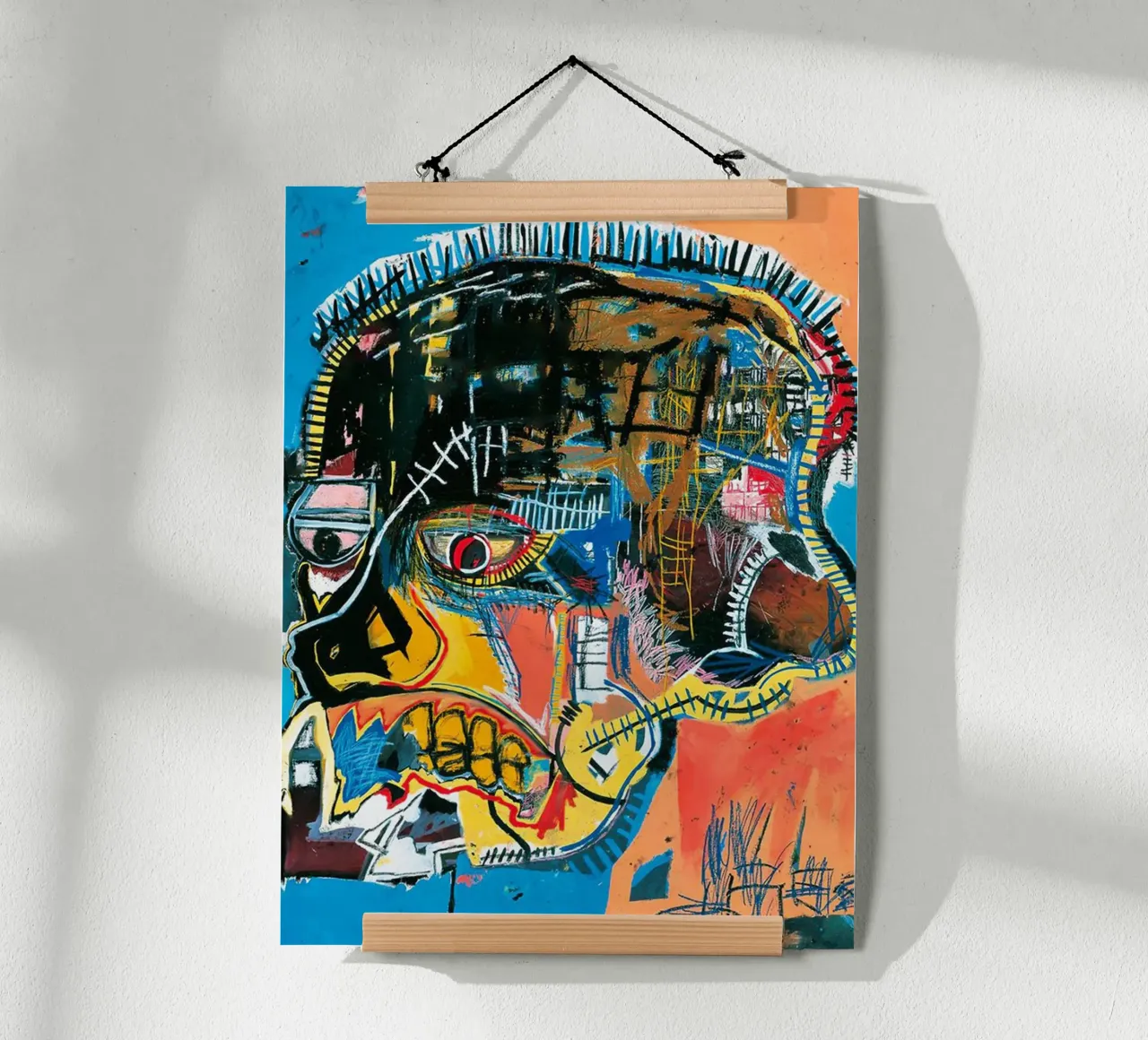 Crâne sans titre, 1981 De nombreuses œuvres de Jean-Michel Basquiat ont été réalisées à l'étranger. poster avec cadre en bois de tommieweimann