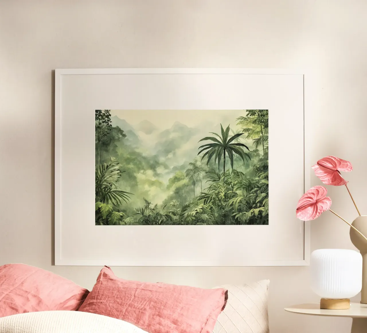 Palmeto tropicale Fuga verde e lussureggiante poster con telaio in alluminio da Andrea Haase Modern Home