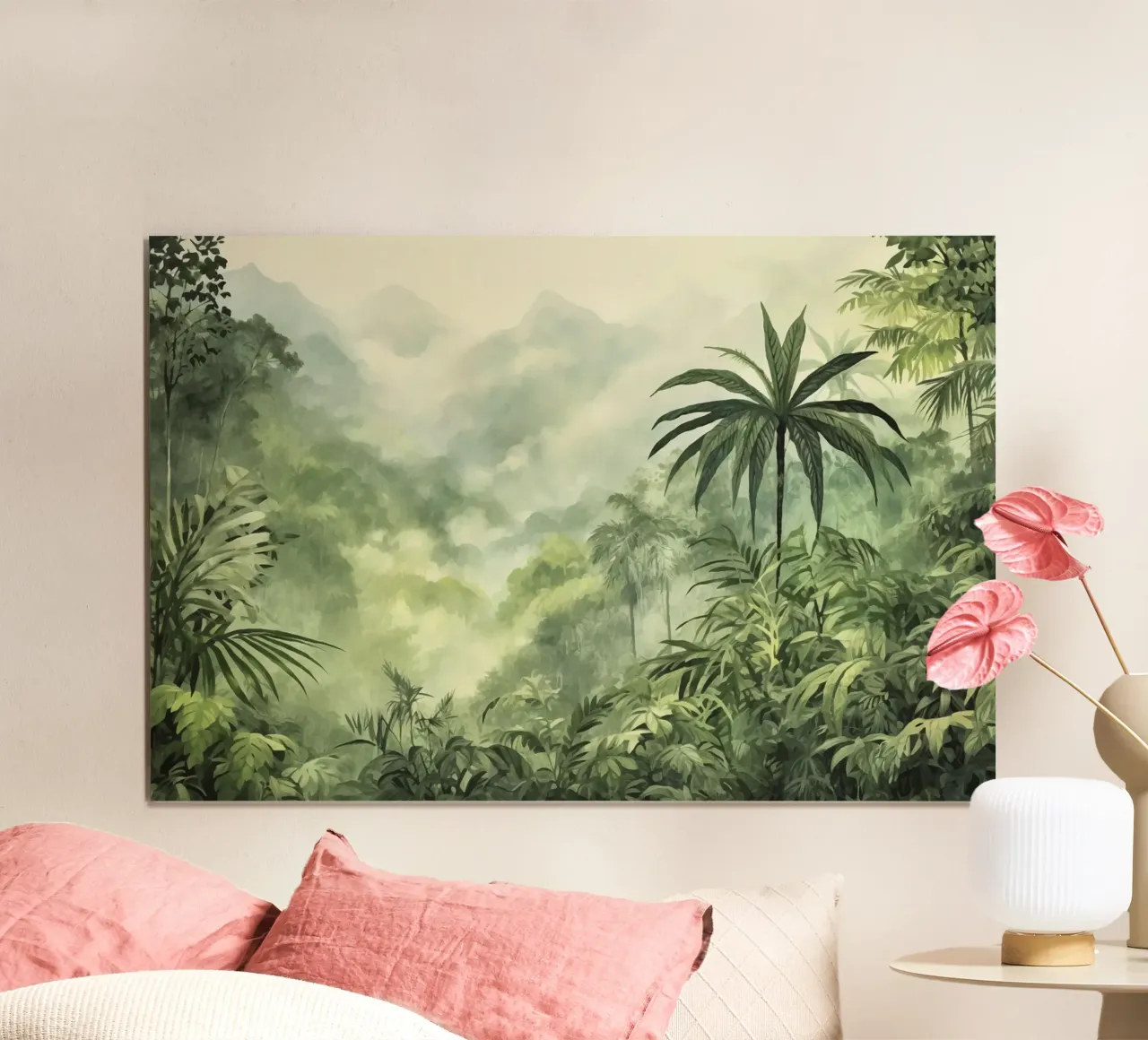 Palmeto tropicale Fuga verde e lussureggiante poster con telaio in alluminio da Andrea Haase Modern Home