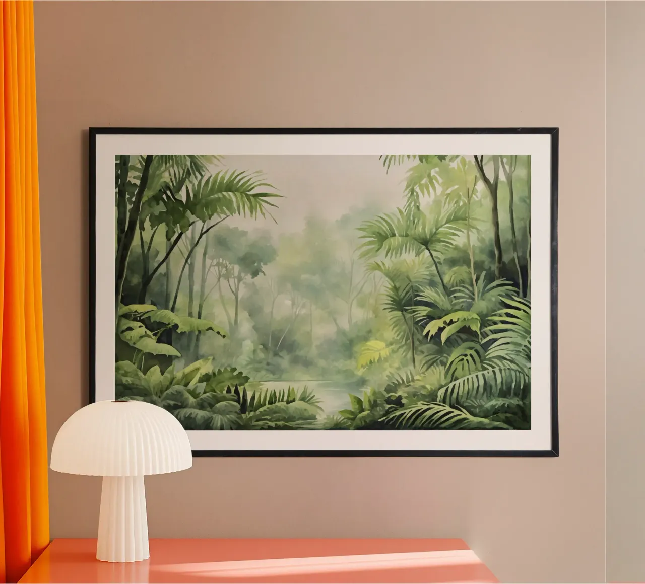 Palmeto tropicale Fuga verde e lussureggiante poster con telaio in legno da Andrea Haase Modern Home