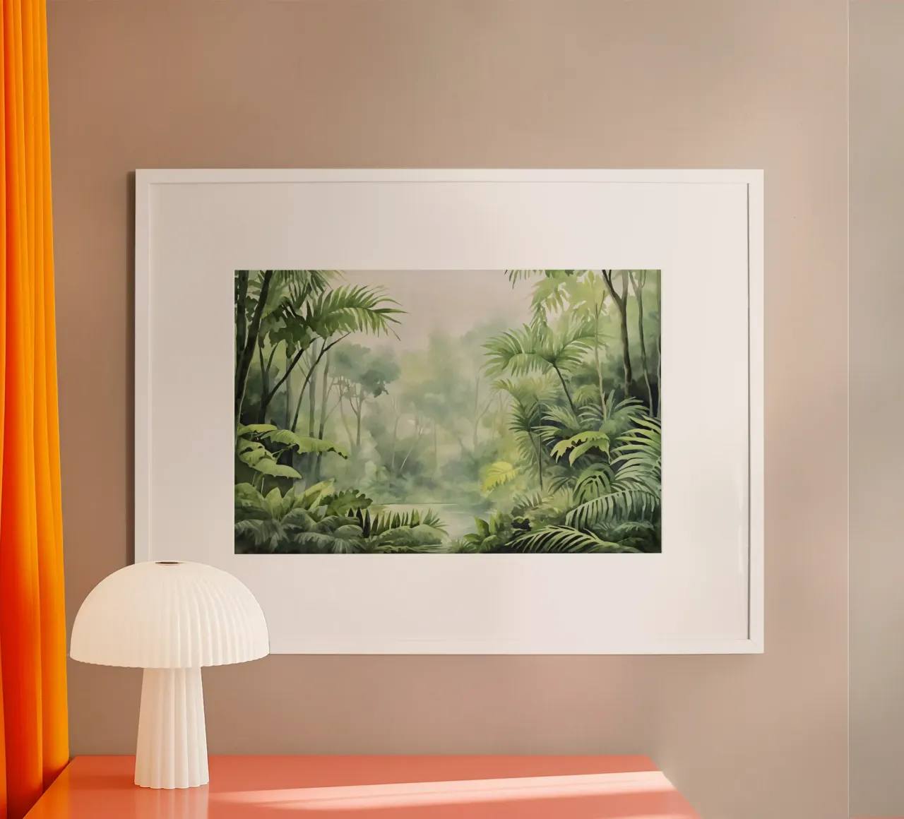 Palmeto tropicale Fuga verde e lussureggiante poster con telaio in legno da Andrea Haase Modern Home