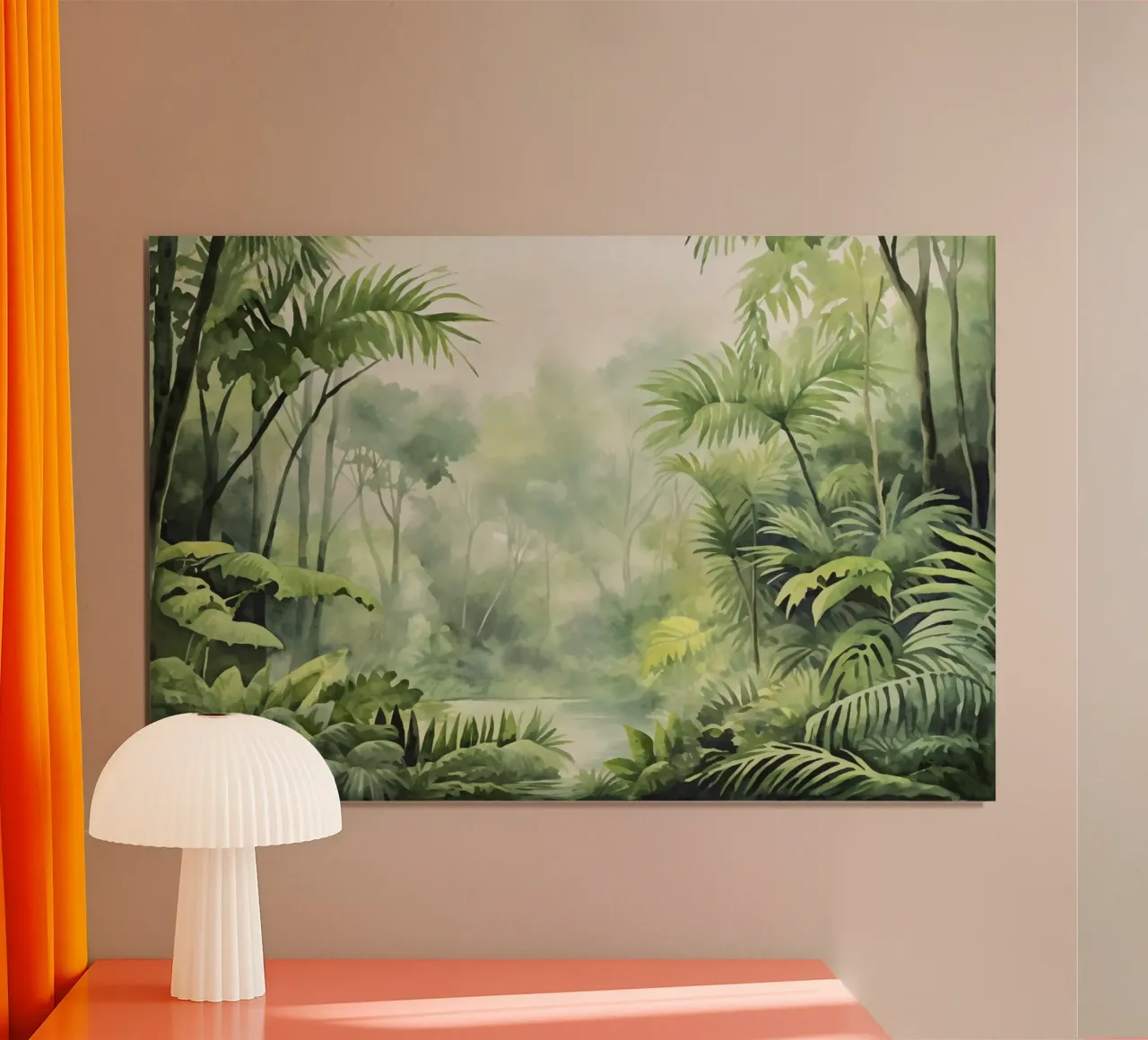 Palmeto tropicale Fuga verde e lussureggiante poster con telaio in legno da Andrea Haase Modern Home