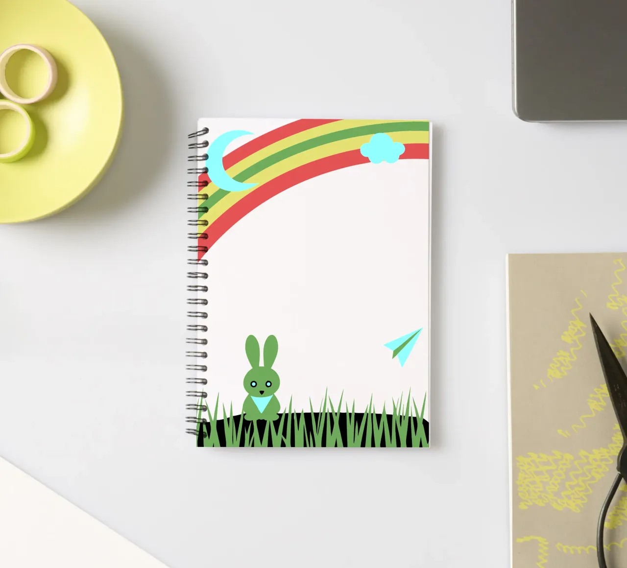 The Rabbit and the Rainbow spiral notebook by LOOK DIFFERENT