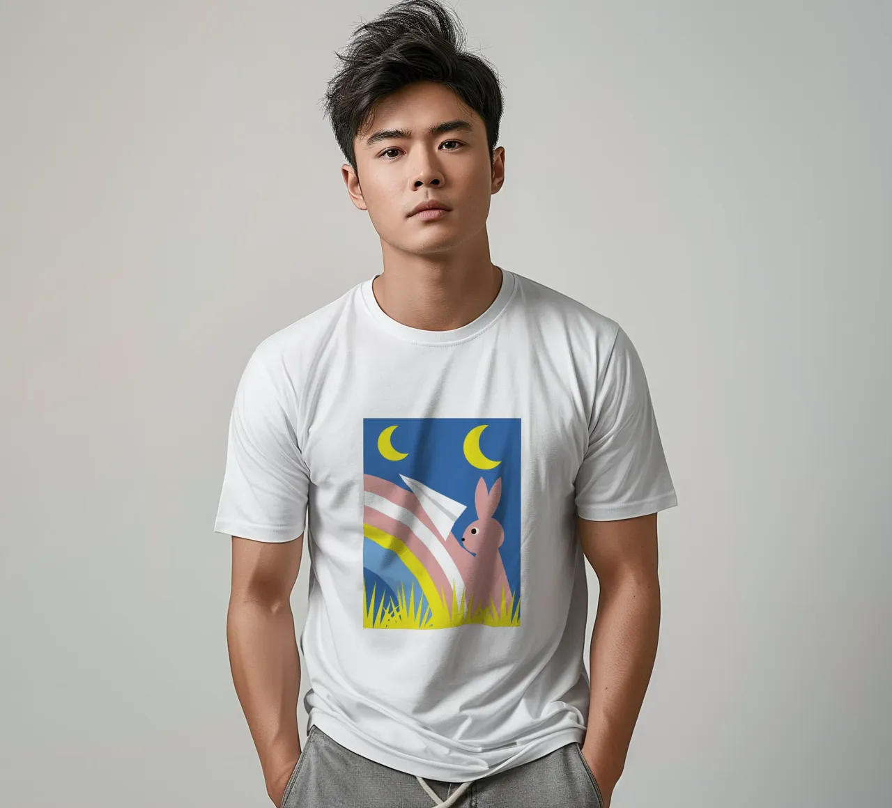 Il coniglio e l'arcobaleno t-shirt da LOOK DIFFERENT