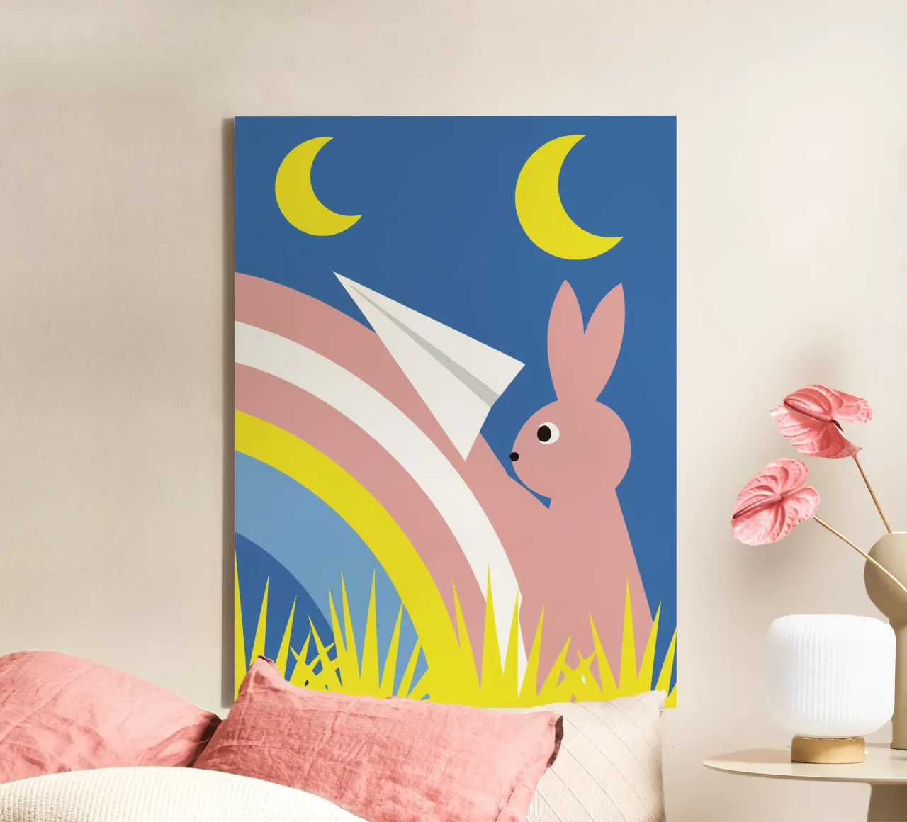 The Rabbit and the Rainbow canvas by LOOK DIFFERENT