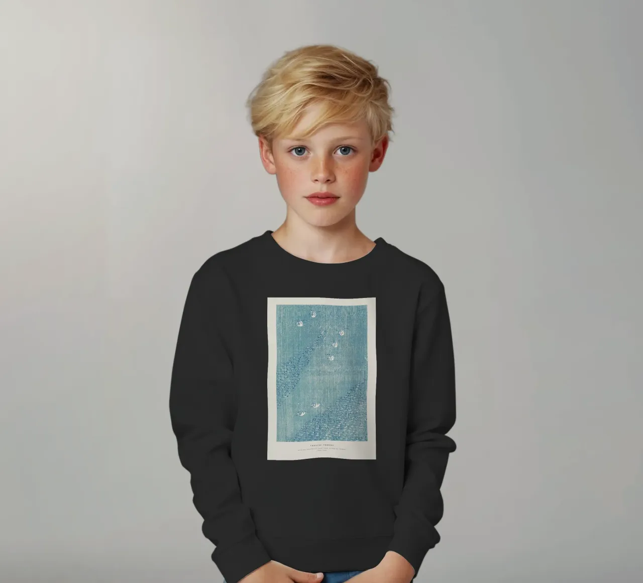 Tomoki - Original Woodblock Print felpa bambino da Vintage by JUNIQE