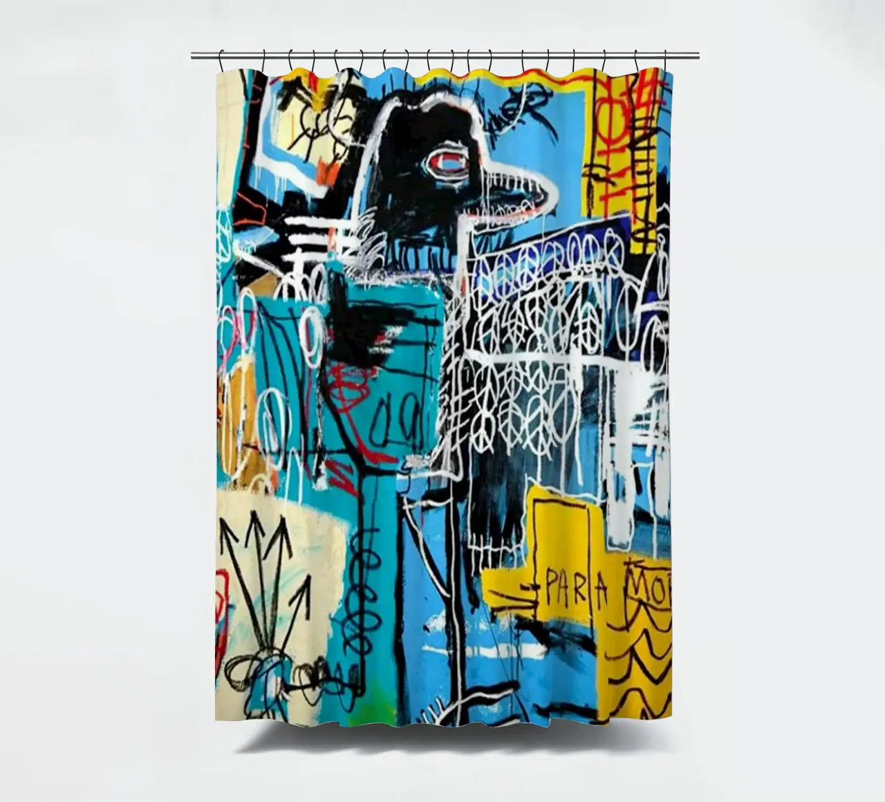 Vogel auf Geld (Jean-Michel Basquiat) Duschvorhang von tommieweimann