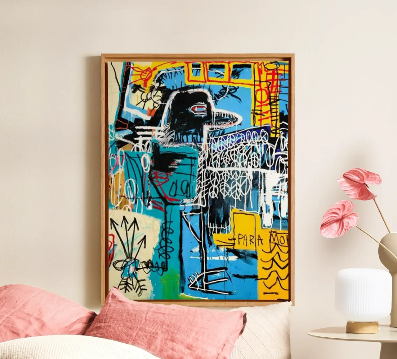 Uccello sul denaro (Jean-Michel Basquiat) tela con Cornice a cassetta da tommieweimann