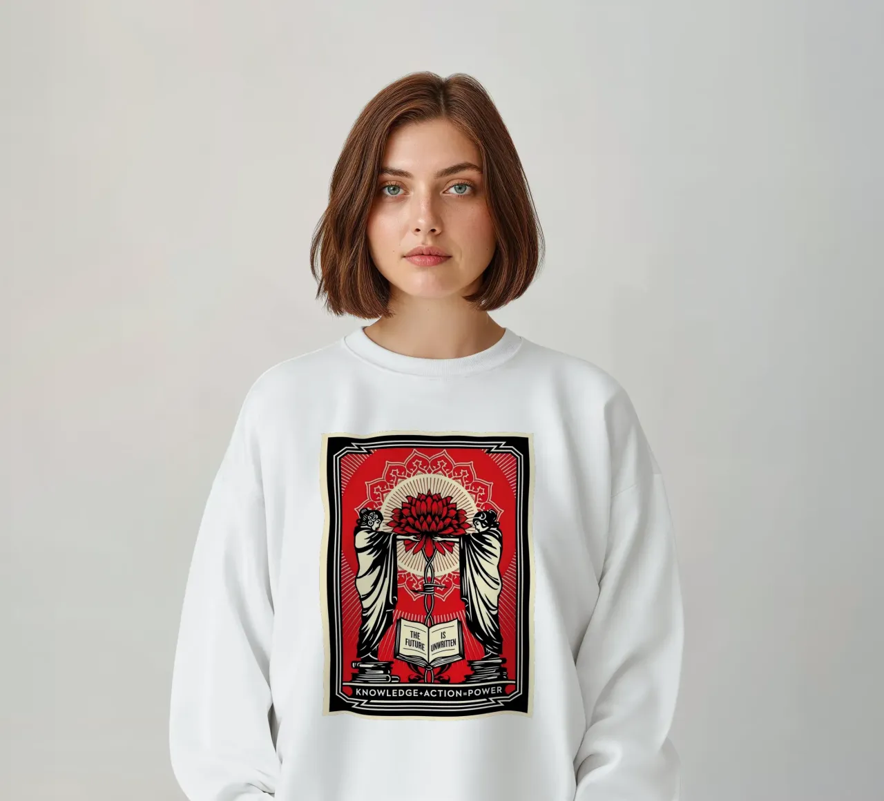Shepard Fairey Sérigraphie Knowledge + Action Rouge & Noir E sweat de American Poster