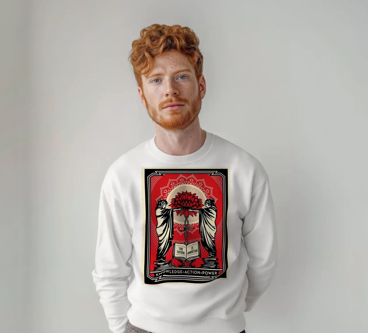 Shepard Fairey Sérigraphie Knowledge + Action Rouge & Noir E sweat de American Poster