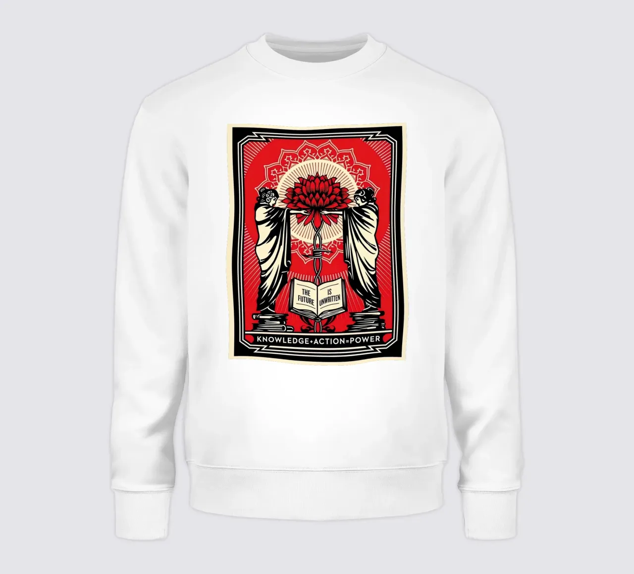 Shepard Fairey Sérigraphie Knowledge + Action Rouge & Noir E sweat de American Poster