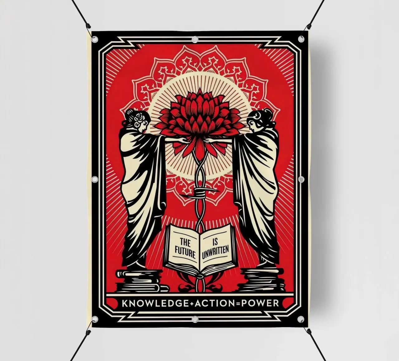 Shepard Fairey Screen Print Knowledge + Action Red & Black E pvc cover by American Poster