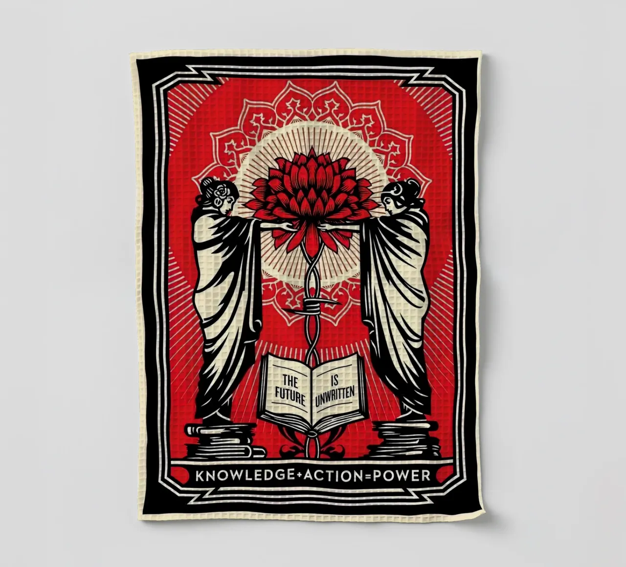 Shepard Fairey Sérigraphie Knowledge + Action Rouge & Noir E torchon de American Poster