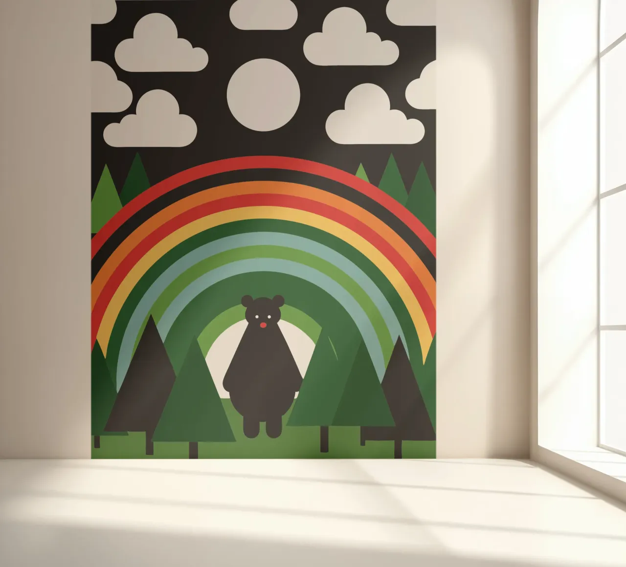 Der Bär und der Regenbogen Fototapete von LOOK DIFFERENT