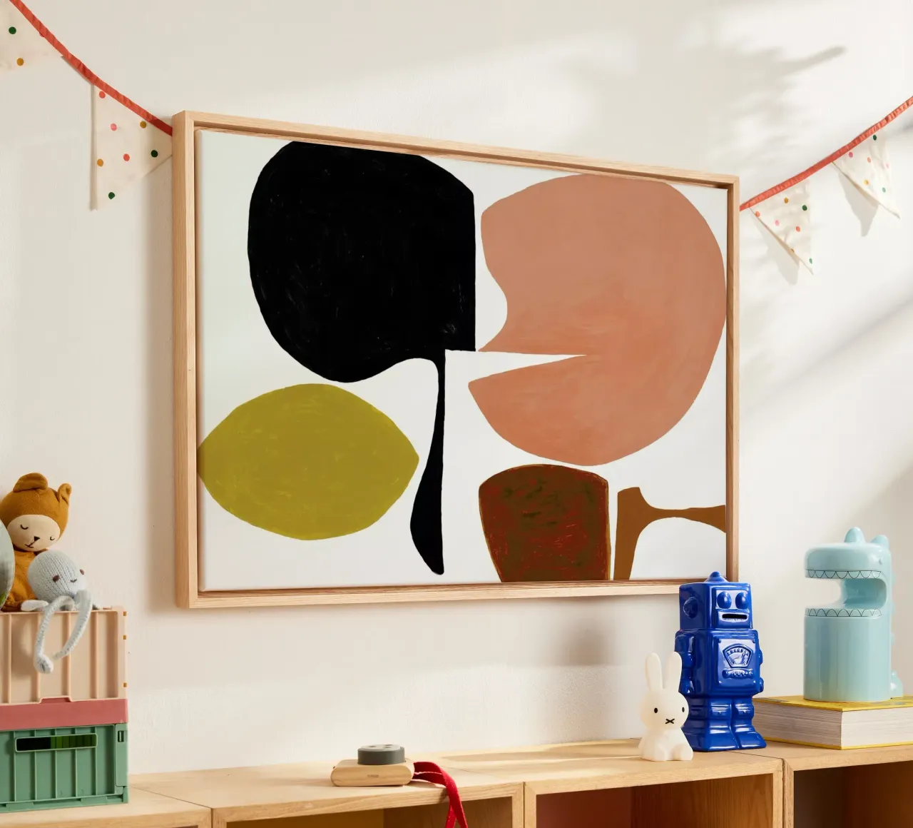 Modern Curvy Town Multi Zalm tela con Cornice a cassetta da Femke Zwaan