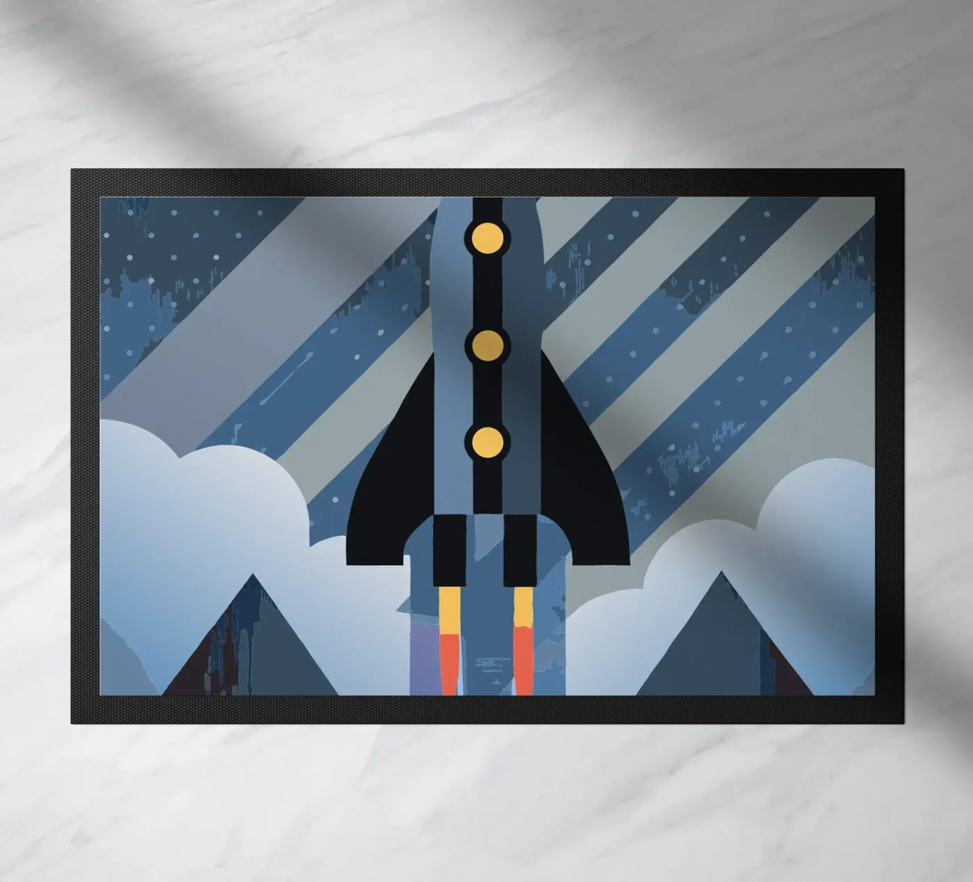 Flying Rocket doormat by LOOK DIFFERENT
