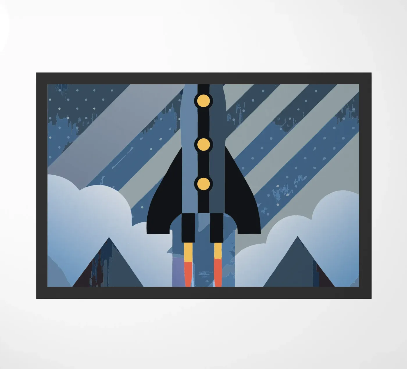 Flying Rocket doormat by LOOK DIFFERENT
