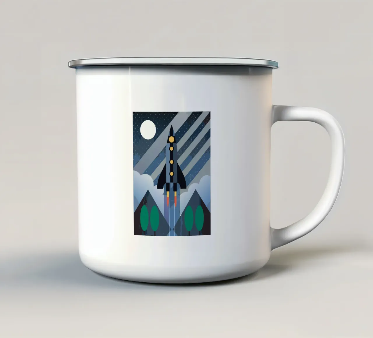Razzo volante tazza in smalto da LOOK DIFFERENT