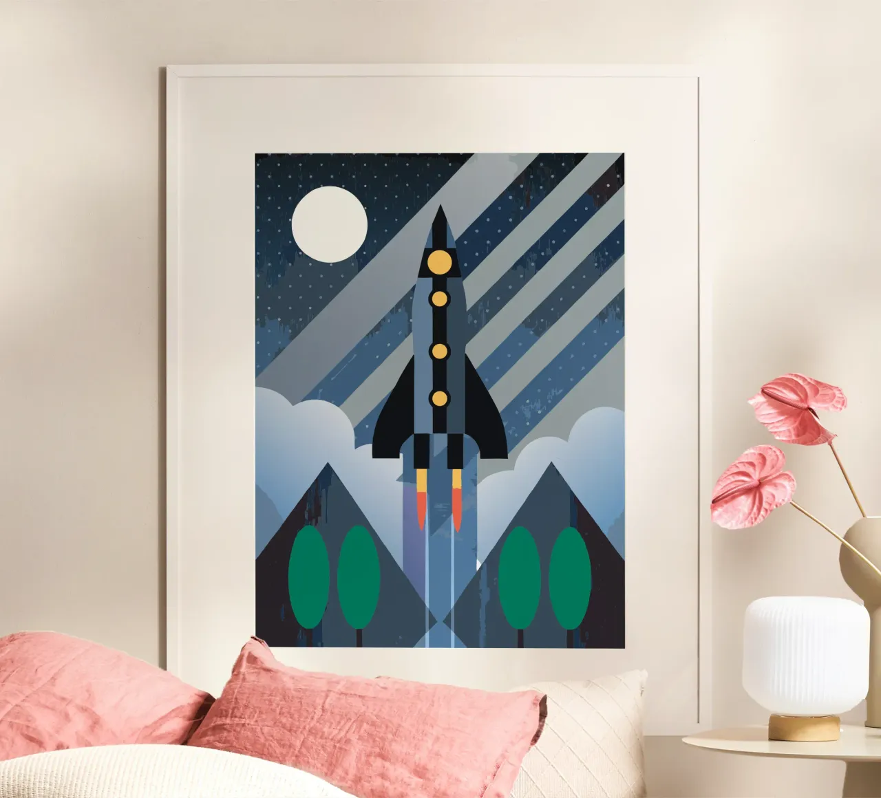 Fliegende Rakete Poster von LOOK DIFFERENT