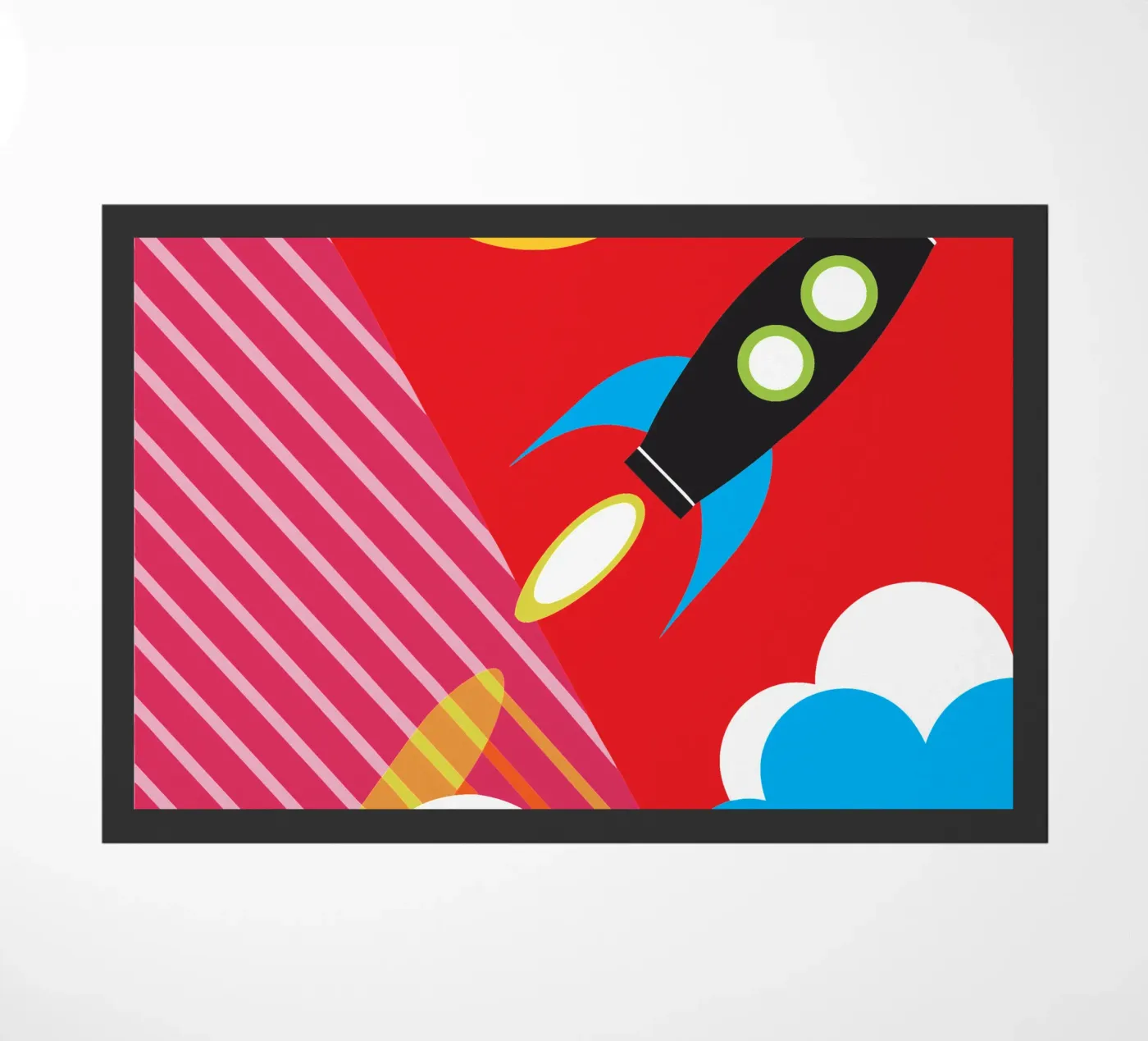 Flying Rocket doormat by LOOK DIFFERENT
