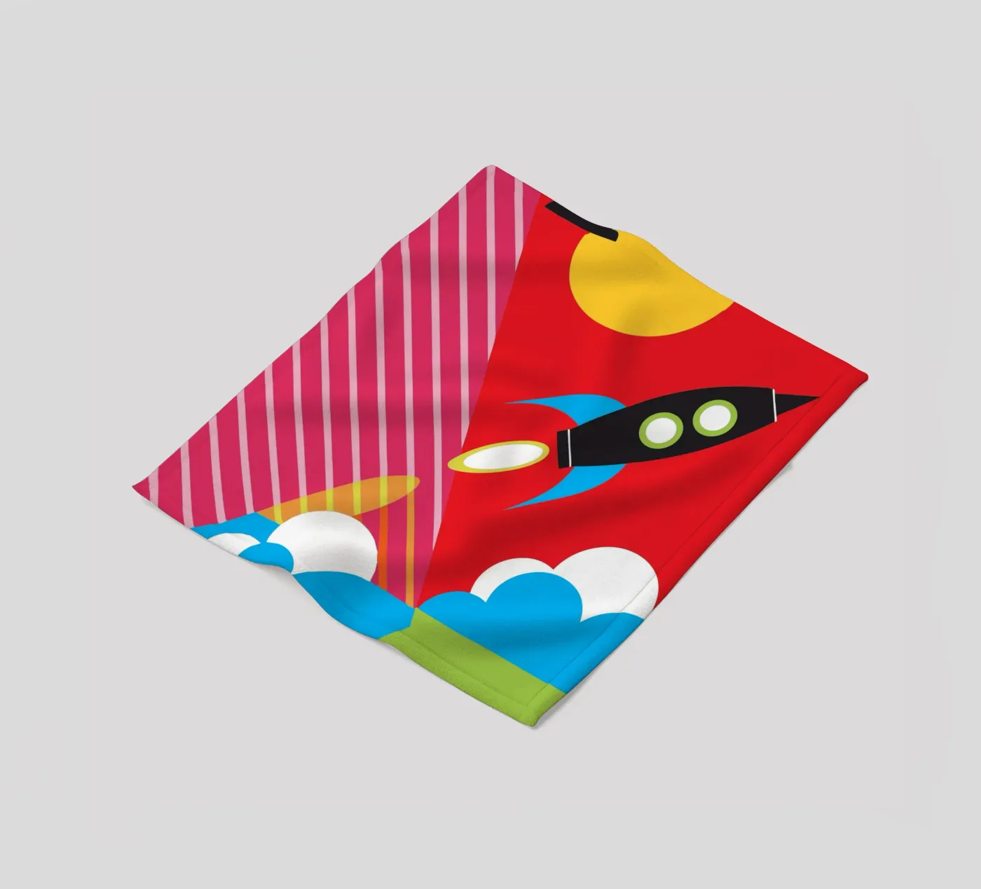 Flying Rocket fleece blanket by LOOK DIFFERENT