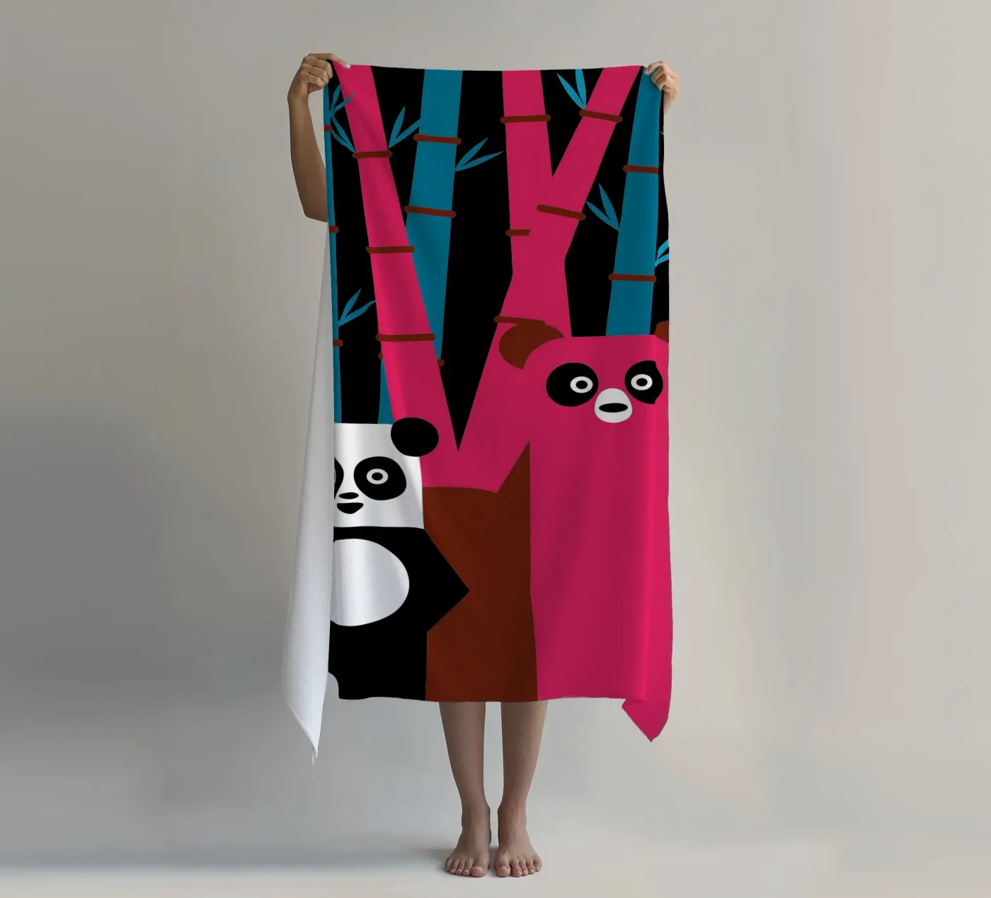 Panda and Bear beach towel by LOOK DIFFERENT