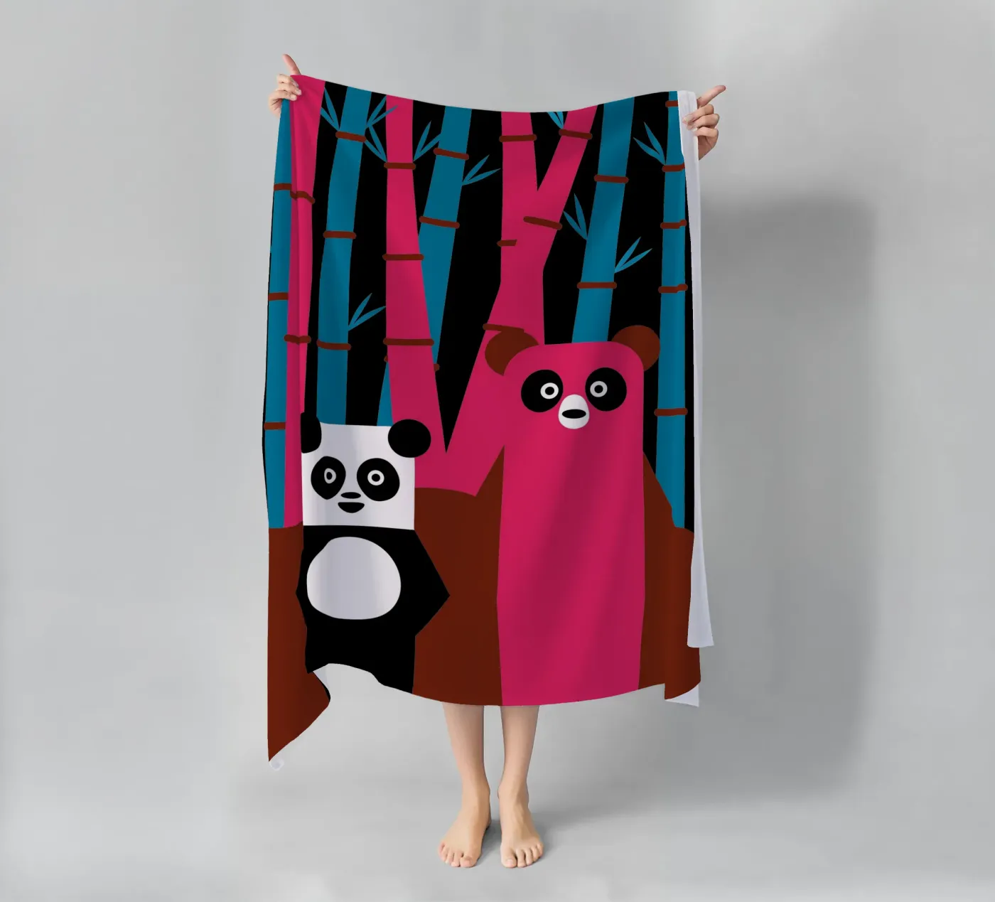 Panda and Bear beach towel by LOOK DIFFERENT