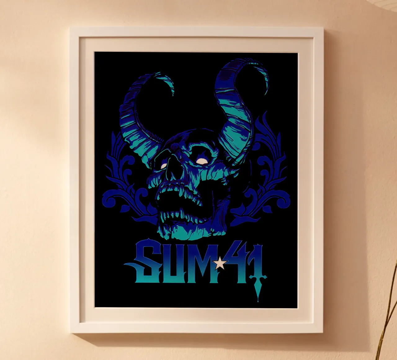 Sum 41 Blue Itin poster con telaio in alluminio da lindacleveland