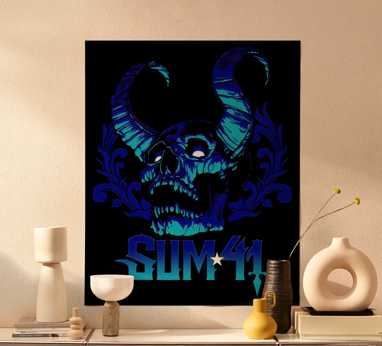 Sum 41 Blue Itin poster con telaio in alluminio da lindacleveland