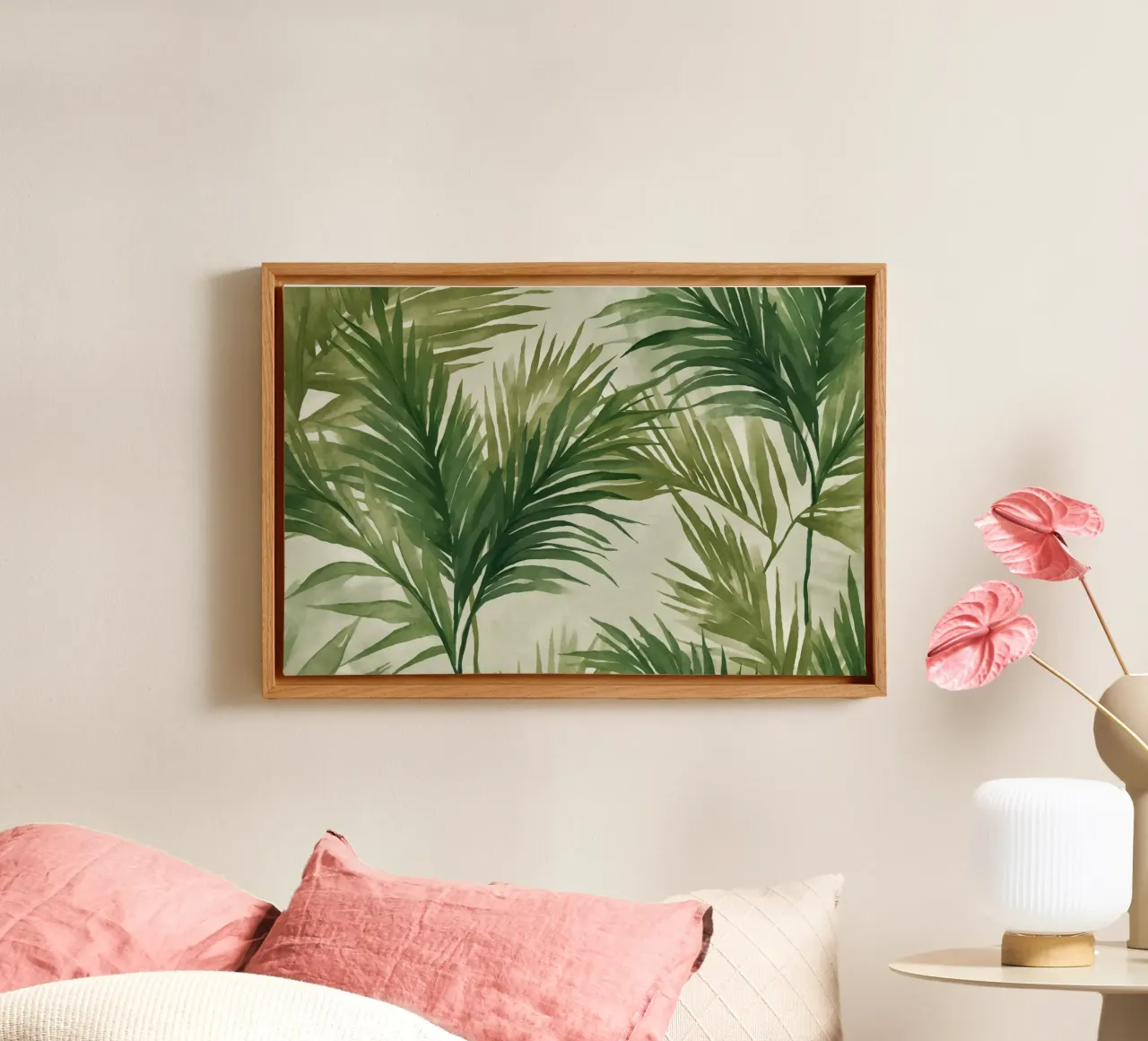 Üppig grüne Palmwedel Dschungelfieber Leinwand mit Schattenfugenrahmen von Andrea Haase Modern Home