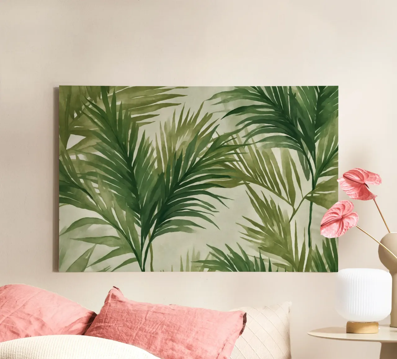 Üppig grüne Palmwedel Dschungelfieber Leinwand mit Schattenfugenrahmen von Andrea Haase Modern Home