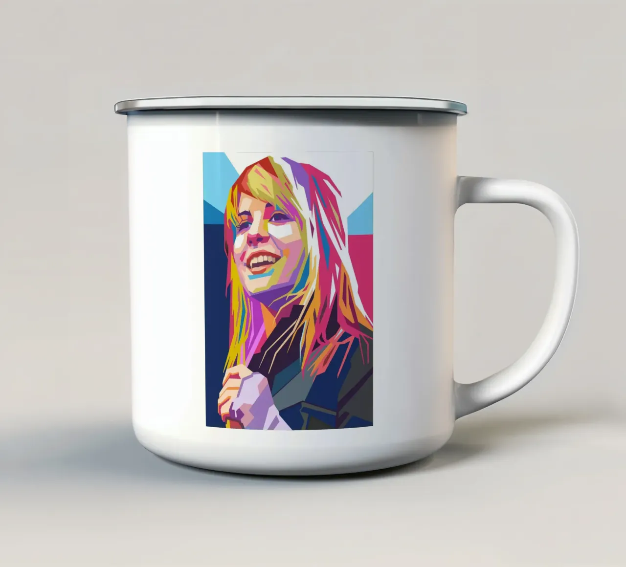 Ritratto pop art di Hayley Williams tazza in smalto da Hantamrata