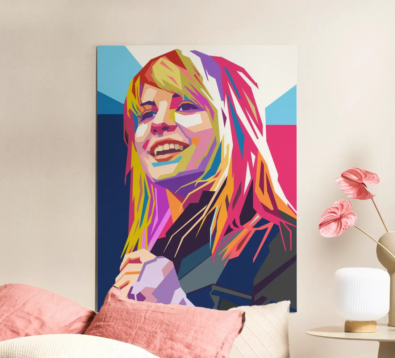 Ritratto pop art di Hayley Williams poster con telaio in plastica da Hantamrata