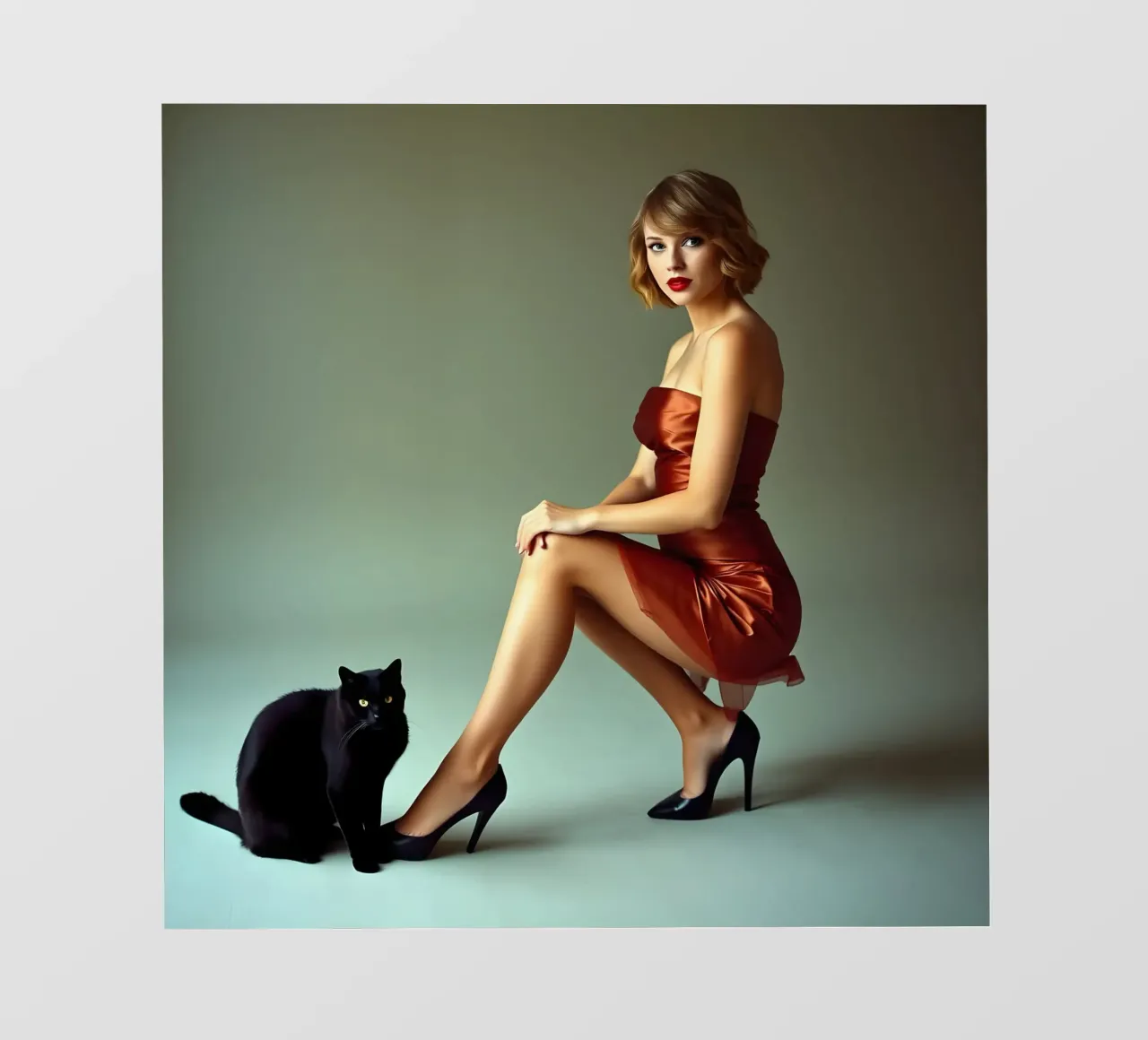 Bionda con gatto telo in pvc da Anita's Dream