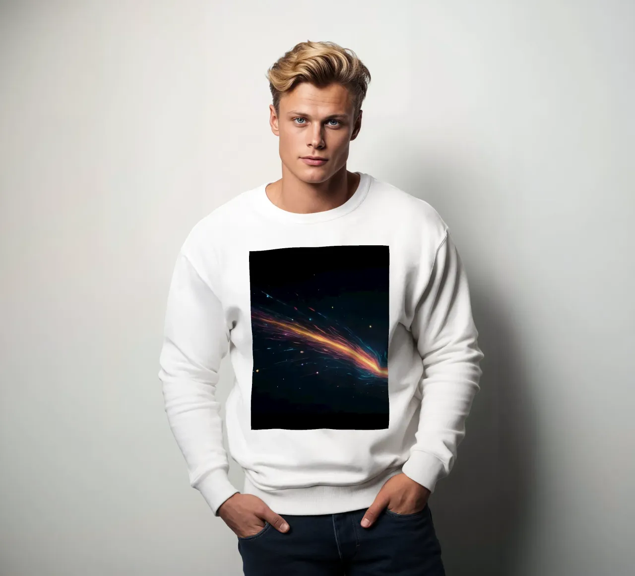 abstract ontwerp met levendige kleurstrepen sweatshirt van DesignDoodle