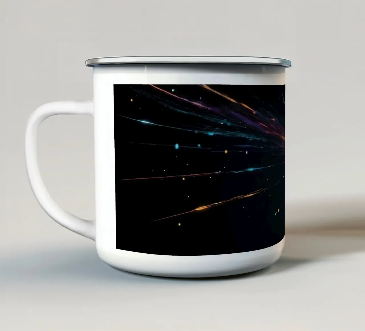 design astratto con vibranti striature di colore tazza in smalto da DesignDoodle