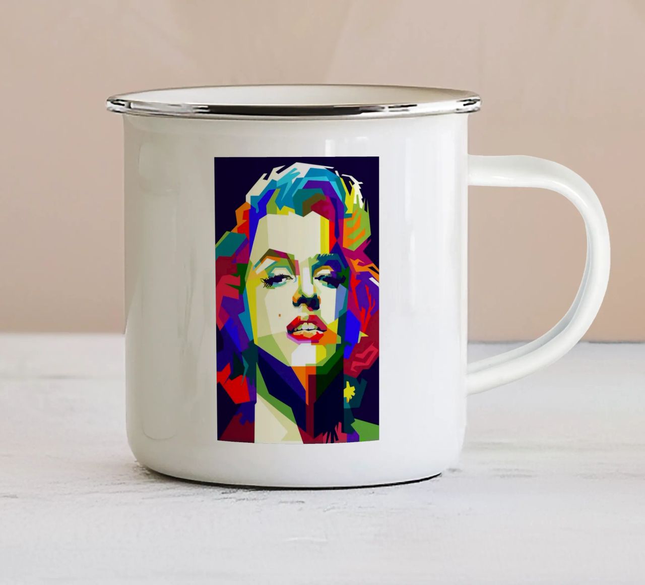 Marilyn Monroe attrice iconica WPAP Trending Now tazza in smalto da Artkreator