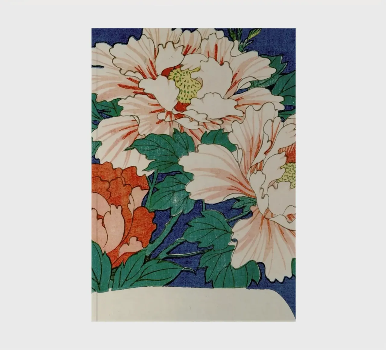 Hiroshige - Three Stems of Peonies on a Blue Background notebook by ARTOTHEK