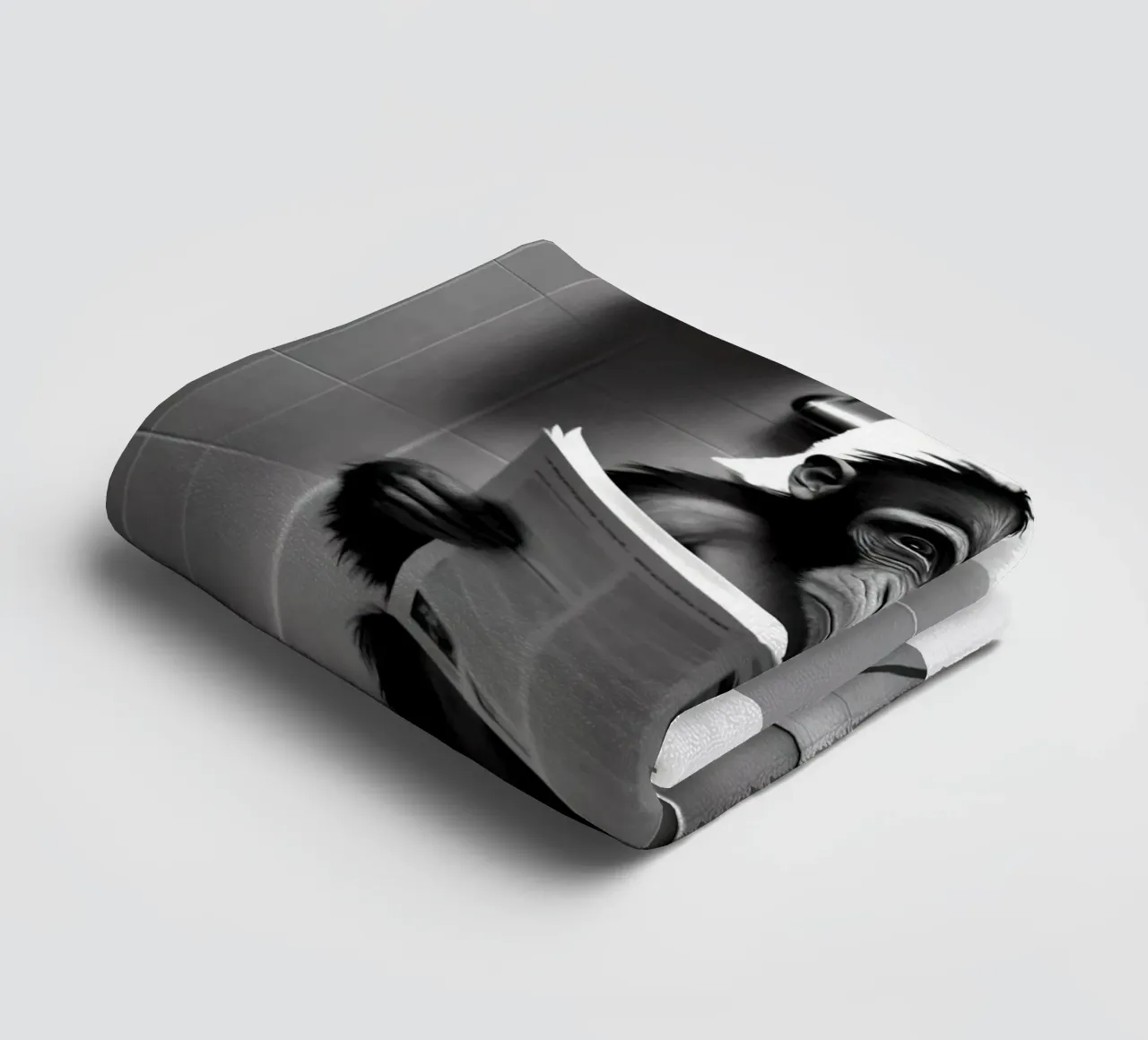 Monkey Sitting on the Toilet Reading towel by Black And White