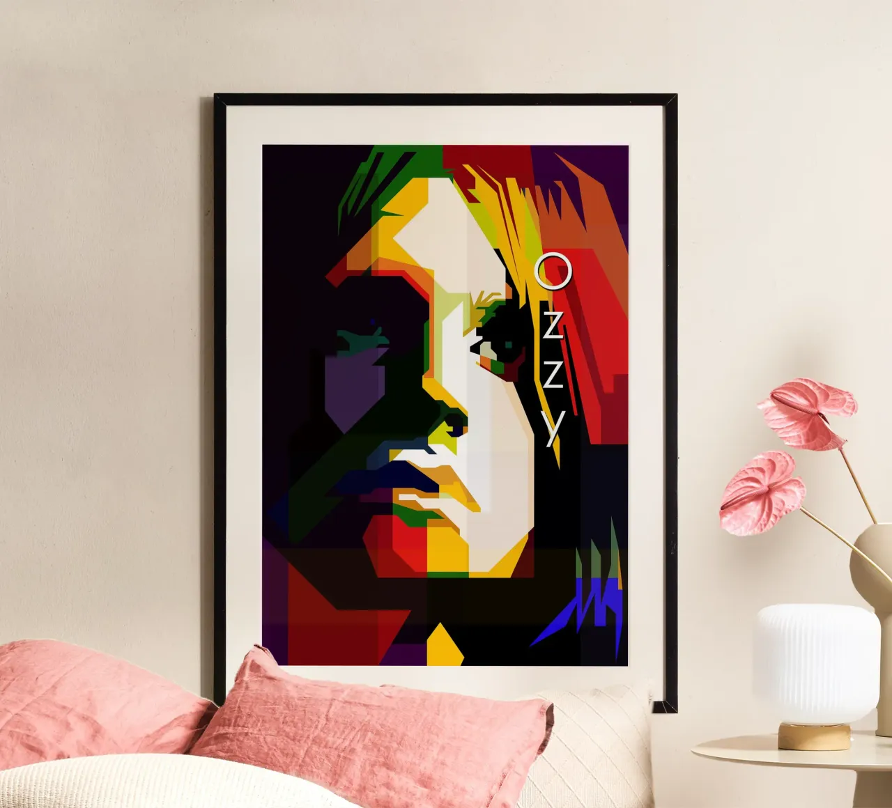 Ozzy Osbourne Icona dell'Heavy Metal WPAP Trending Now poster con telaio in alluminio da Artkreator