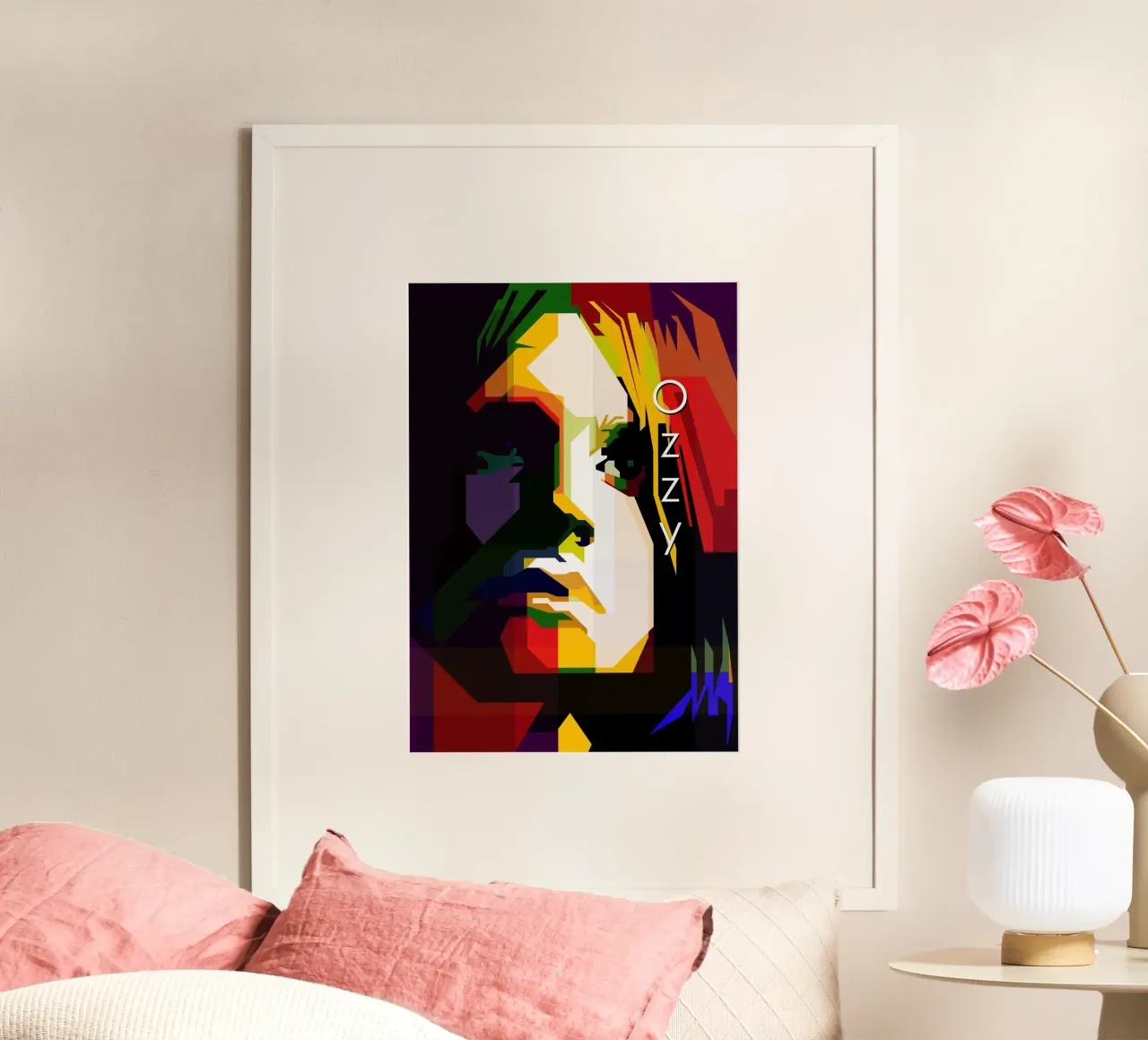 Ozzy Osbourne Icona dell'Heavy Metal WPAP Trending Now poster con telaio in alluminio da Artkreator