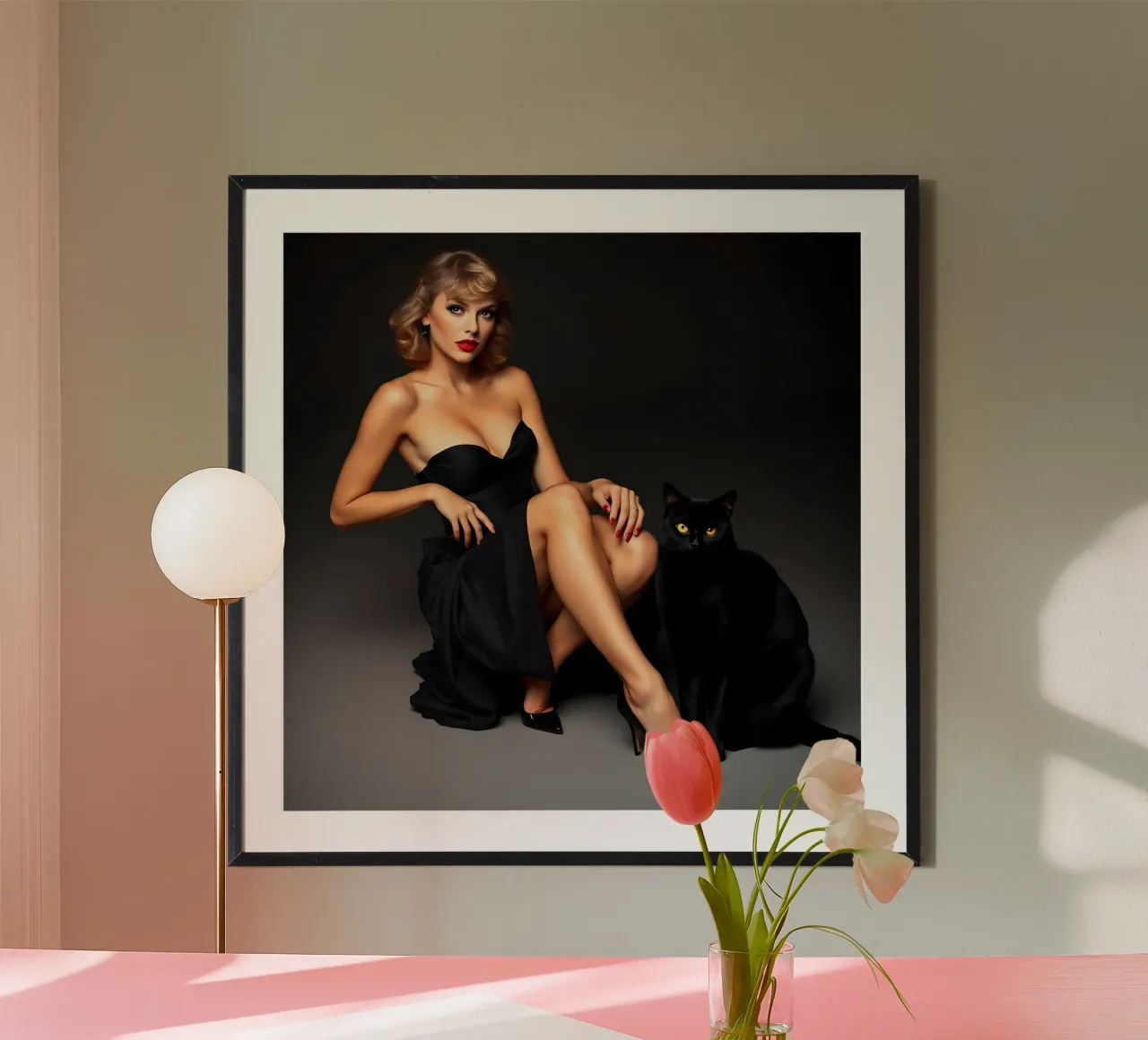 Amante dei gatti poster con telaio in legno da Anita's Dream
