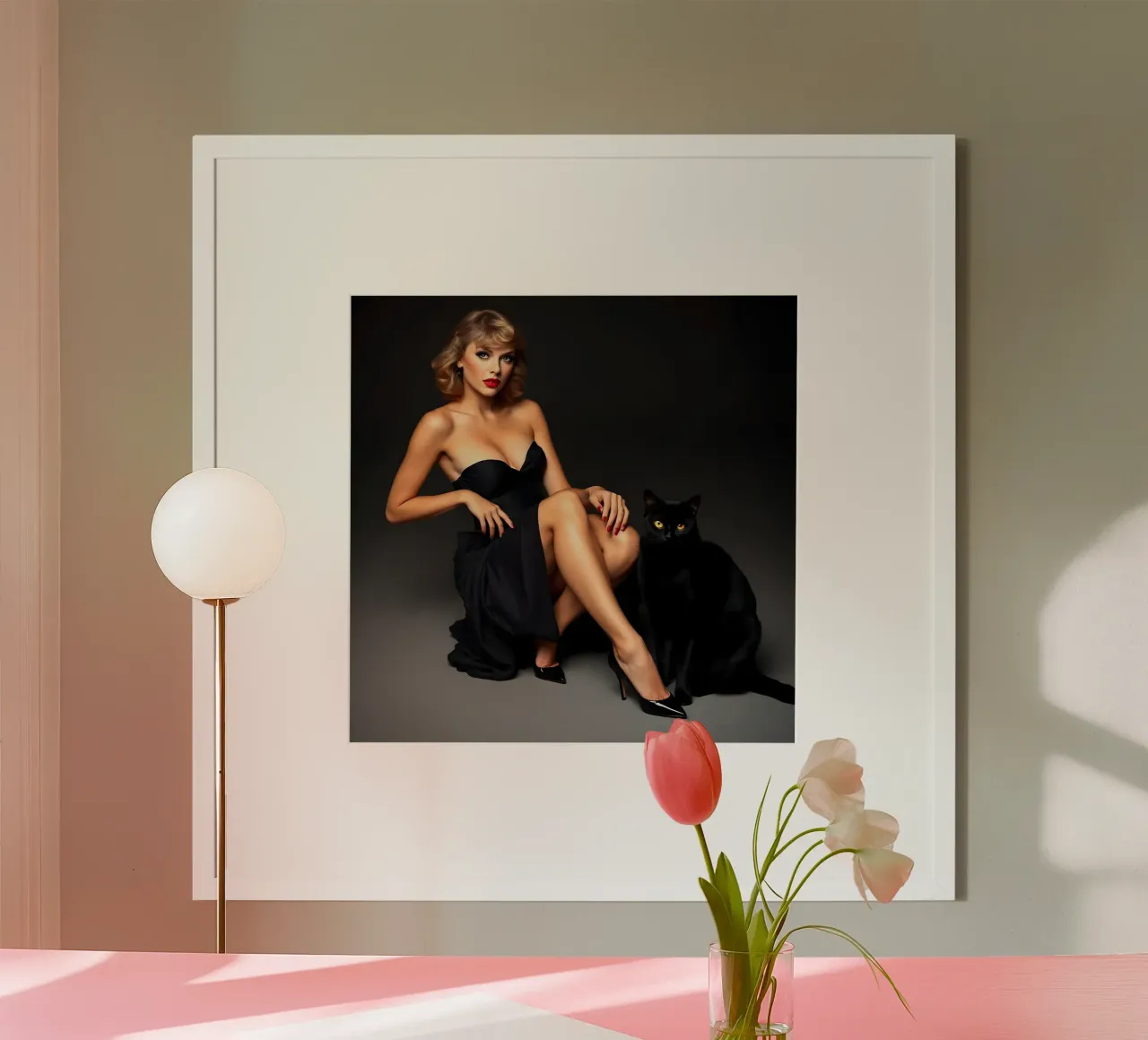 Amante dei gatti poster con telaio in legno da Anita's Dream