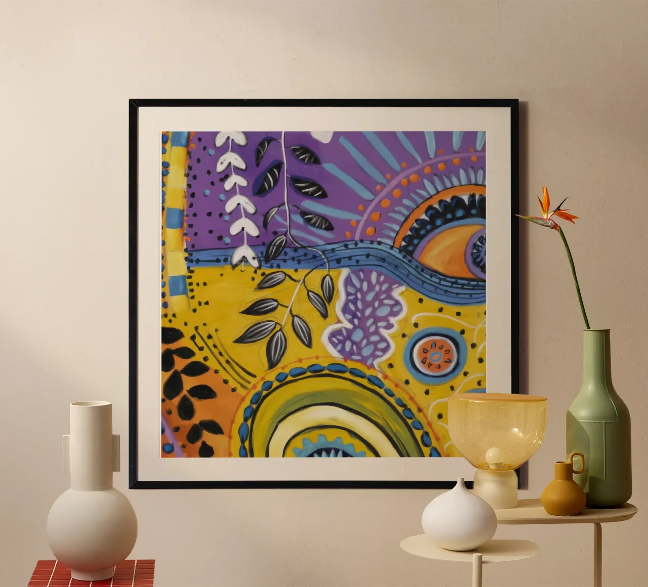 Rapsodia della gioia botanica poster con telaio in plastica da Zep Layers