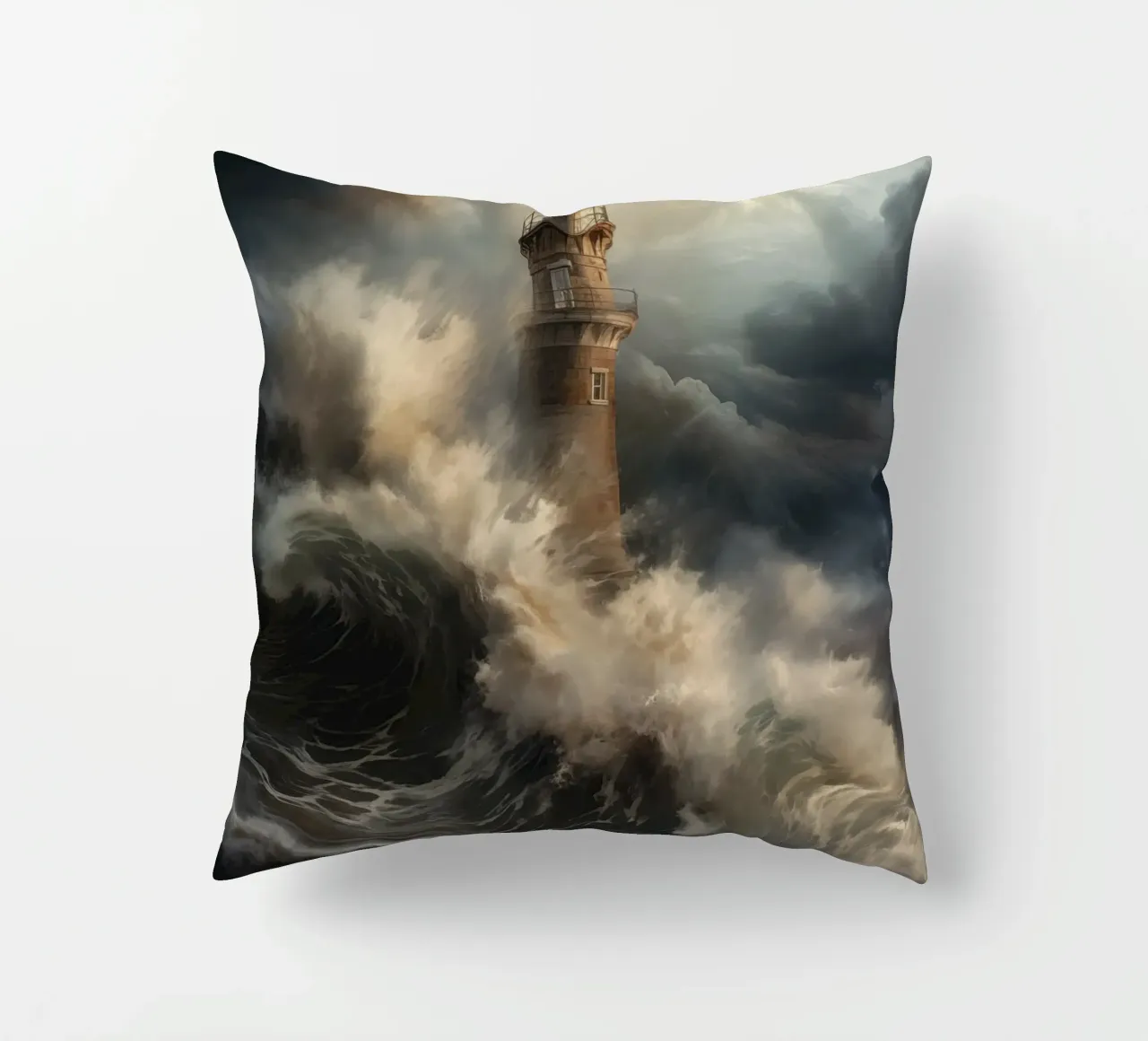 Faro in un mare impetuoso cuscino da Imagine
