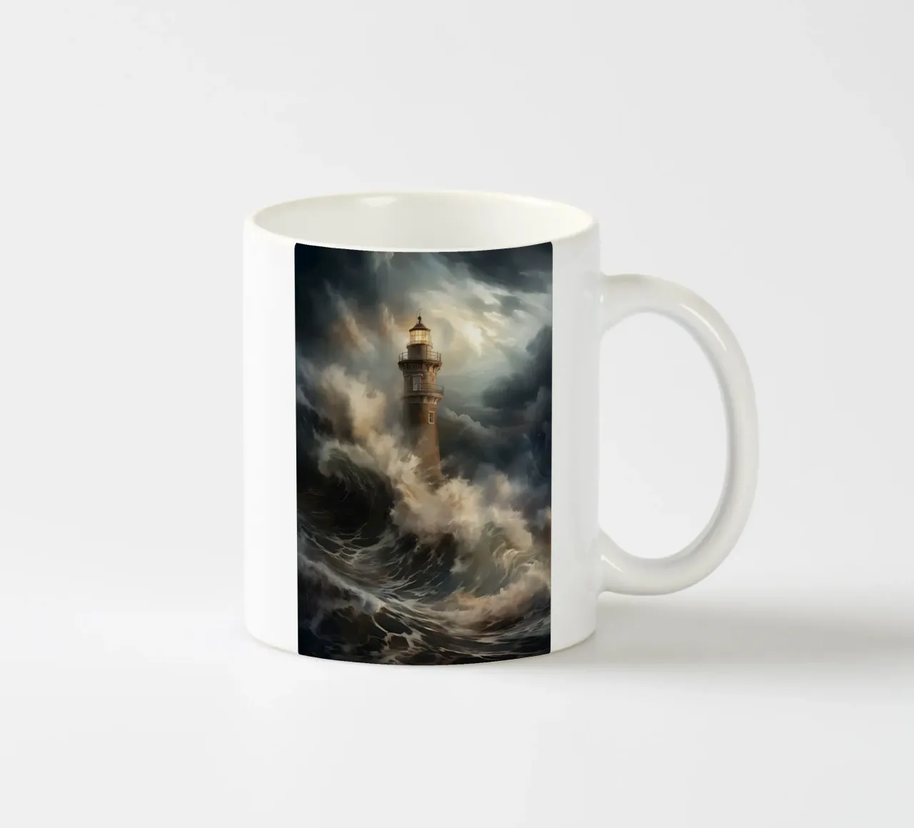 Faro in un mare impetuoso tazza in ceramica da Imagine